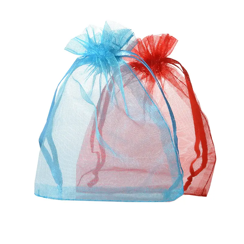 गहने पैकेजिंग Organza बैग के लिए कंगन मोती उपहार पाउच थोक 24 रंग 7x9 9x12 10x15 13x18 Cm स्क्रीन प्रिंटिंग स्वीकार