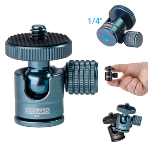 Mini rotule en alliage d'aluminium à 360 degrés avec montures 1/4 " et 3/<span class=keywords><strong>8</strong></span> ", capacité de charge de 1,5 kg, accessoire photo pour appareil photo - Product Image 3
