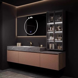 Mobile Bagno di Lusso a Parete in Compensato con Lavabo Integrato e Specchio Smart - Set Completo di Mobili da Bagno - Product Image 4