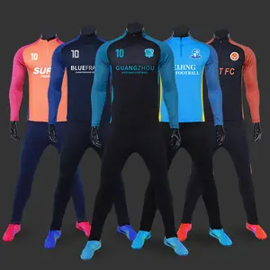 Kits de uniforme de futebol masculinos, 21-22 conjunto esportes jaqueta de treino de futebol de manga comprida