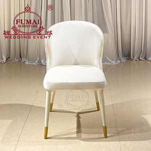 เฟอร์นิเจอร์ห้องจัดเลี้ยง เก้าอี้รับประทานอาหารหุ้มกำมะหยี่สีขาวทันสมัย - Product Image 1