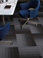 Dalles de moquette modernes pour bureau à domicile, à boucles, 50x50cm, en polypropylène, rayées, amorties, résistantes aux taches, antidérapantes