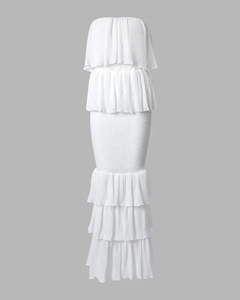 Vestido a la moda para mujer Bandeau fruncido con volantes y dobladillo en capas, <span class=keywords><strong>envío</strong></span> directo, venta al por mayor y minorista - Product Image 3