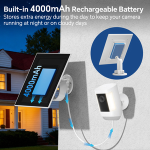 Panel Surya untuk Kamera Ring, 2 Paket Panel Surya 3W dengan Baterai 4000mAh untuk Pengisi Daya Surya Kamera, Kompatibel dengan Ring Spotlight - Product Image 5