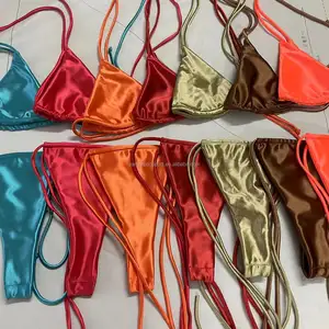 Conjunto de bikini con Tanga para mujer, traje de baño de 3 piezas con cordón, 2022