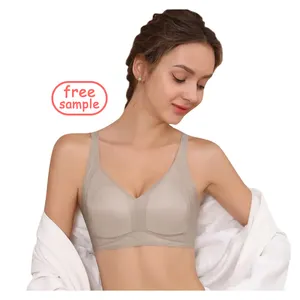 Full coverage fat women seamless underwear Custom logo low MOQ free sample Anti-droop soft support 2XL ladies sports yoga bra