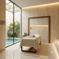 Dalles de pierre de travertin beige naturel, panneaux fins, revêtement mural de luxe, carrelage pour projet de décoration intérieure de villa et d'hôtel, vente en gros