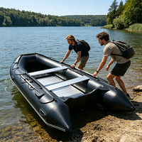 Hailebao Bateau pneumatique d'assaut haute vitesse en alliage d'aluminium et PVC de 4 m, bateau de sauvetage, bateau rapide, radeau de survie, bateau de pêche, bateau de dérive, bateau d'urgence