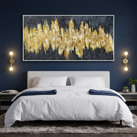 Peinture à l'huile 3D moderne à texture épaisse, peinte à la main, avec feuille d'or noir, abstraite, taille personnalisable, art mural sur toile, design sur mesure pour