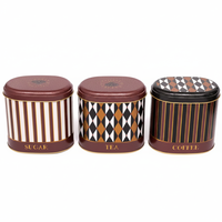 Ensemble de boîtes de rangement ovales en métal Kontensan 140 x 120 x 130 mm 1,4 L (lot de 3) Design élégance cirque vintage