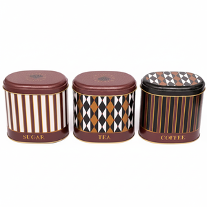 Ensemble de boîtes de rangement ovales en métal Kontensan 140 x 120 x 130 mm 1,4 L (lot de 3) Design élégance cirque vintage - Product Image 2