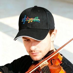 Casquette de baseball structurée noire avec broderie colorée de <span class=keywords><strong>notes</strong></span> de musique, respirante, réglable, avec bandeau anti-transpiration à séchage rapide - Product Image 4
