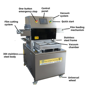 Machine de scellage automatique de barquettes alimentaires électriques commerciales <span class=keywords><strong>pour</strong></span> emballage sous atmosphère modifiée (MAP) avec film <span class=keywords><strong>pour</strong></span> repas prêts à consommer, viande et produits chimiques - Product Image 4