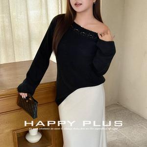 Suéter Holgado de Punto con Hombros Descubiertos Runqi, Talla Grande, Otoño Invierno, Detalle de Encaje, Suéter de Mujer, Manga Larga, Grosor Medio - Product Image 3