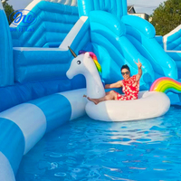 Parc aquatique gonflable mobile, monde des glaces et de la neige, piscine gonflable combinée avec toboggan, fabricant d'équipements