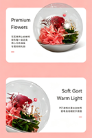 Lámpara Decorativa de Mesa con Flores, Romántica, para el Día de la Madre, Rosa Eterna, Lámpara LED Magnética Levitante, Flor Preservada Pequeña
