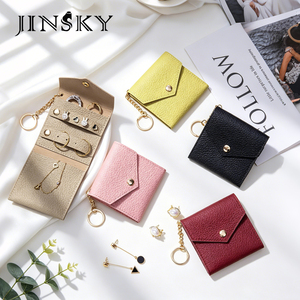 Pochette de voyage multifonctionnelle en cuir pour bijoux, sac de rangement portable pour boucles d'oreilles, bagues, colliers, organiseur de bijoux - Product Image 2