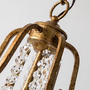 Plafonnier suspendu en <span class=keywords><strong>fer</strong></span> forgé au cristal, design nordique moderne, vintage, idéal pour une entrée - Product Image 4