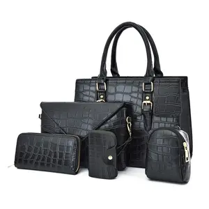 Wholesale 2022 ladies cheap hand bag 5 handbag sets 5 pieces women bags stylish purse 5 family tote bag