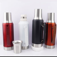 Termo de Vacío para Yerba Mate de 1200 ml de Acero Inoxidable 18/8 Grado Alimenticio con Asa y Logo Personalizado para Acampar y Almacenamiento de Agua