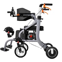Déambulateur à quatre roues rechargeable 24V 6AH, cadre de marche médical pliable adapté aux soins quotidiens et à la rééducation