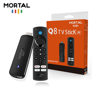Clé TV Android <span class=keywords><strong>4K</strong></span> avec télécommande vocale Mortal Q8 Android14 Google TV Box AllwinnerH313 Appareil de streaming TV Sticks Strong4K Mini TV - Product Image 1