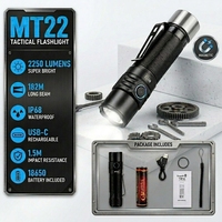 Lampe torche à base magnétique MT22 EDC, 2250 LM, rechargeable par type C, lampe de poche en aluminium, étanche IP68, lampe LED tactique, camping