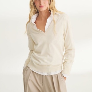 Nuevo Suéter de Punto de Alta Calidad para Otoño, Estilo Vintage con Cuello en V, Manga Larga, Algodón, Estilo Old Money para Mujer - Product Image 1
