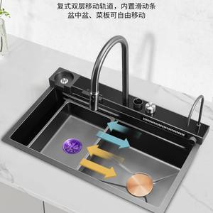 Fregadero de cocina integrado de acero inoxidable 304 negro dorado con diseño de panal de abeja, bajo encimera, multifuncional para verduras - Product Image 4