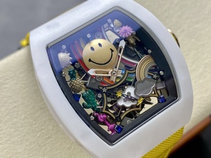 Happy-face white ceramic hollowed-out watch - luxurious high-quality waterproof mechanical watch, 41mm <b>automatic</b> movement - Product Image 2