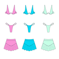 Ensemble de bikini plongeant minimaliste personnalisé pour femme, avec bretelles spaghetti, armatures et mini-jupe à volants, maillot de bain ODM, vente en gros, tendance, en vrac