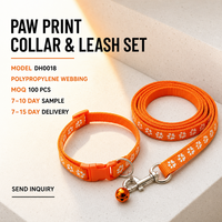 Ensemble collier et laisse en polypropylène réglable avec motif patte de chien et clochette assortie pour chiens et chats – Vente en gros