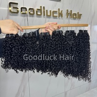 Extensions de cheveux humains bruts vietnamiens en gros, alignés sur les cuticules, super double drawn, bouclés style pixie, en lots