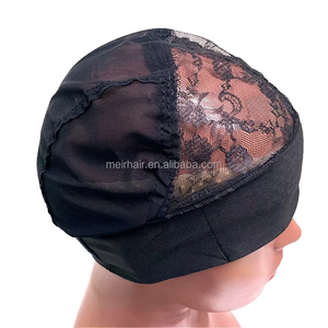 Vente en gros de bandeau en Spandex au crochet aéré mono à fermeture réglable, bonnets de perruque en dentelle tissage en dôme <span class=keywords><strong>pour</strong></span> la fabrication de perruques - Product Image 2