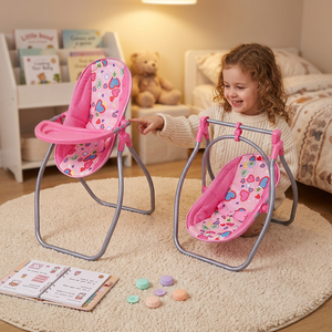 Juego de Silla Alta y Columpio para Muñecas 3 en 1 Fei Li, Convertible en Silla Alta para Muñecas Bebé, Columpio para Muñecas, Cuna de Juguete - Product Image 4