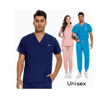 Wholesale doctor unisex antibacterial quick drying spandex custom logo hospital medical nursing scrubs surgical uniforms sets