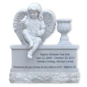 Shengye 유럽의 아이들 우는 천사 대리석 기념물 묘비 야외 아기 천사 묘비 대리석 천사 묘비 기념관