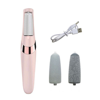 Lime électrique anti-callosités pour pédicure, tête de rouleau abrasif avec lumière LED et poignée ergonomique, design rose or