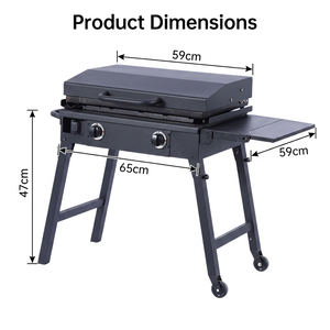 Parrilla <span class=keywords><strong>de</strong></span> Gas Compacta <span class=keywords><strong>de</strong></span> 2 Quemadores, Plancha <span class=keywords><strong>de</strong></span> Acero Inoxidable 304, Parrilla Portátil para Barbacoa <span class=keywords><strong>de</strong></span> 3200 BTU, Mini Parrilla <span class=keywords><strong>de</strong></span> Propano con Mesa Plegable Doble - Product Image 2