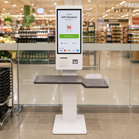 Sistema de Punto de Venta OCOM, Kiosco de Autoservicio con Pantalla Táctil de 21.5 Pulgadas, Impresora Térmica y Escáner NFC para Venta Minorista y Mayorista