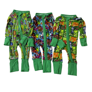 Baju Anak laki-laki dan perempuan, grosir kustom 0-16t bambu pakaian bayi kasual dua arah piyama lengan panjang anak-anak - Product Image 3