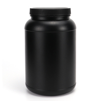 Bouteilles et pots de 2 litres et 3 litres, noirs mats, pour suppléments de protéines de lactosérum, avec bouchons noirs