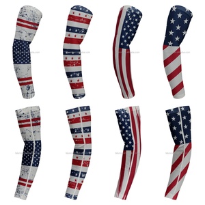 Manchons de cyclisme personnalisés imprimés avec des motifs de ruban rose et de drapeaux pour une protection UV, manchons de compression unisexes pour adultes - Product Image 4