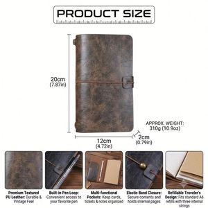 Libreta de PU con Logotipo Personalizado ODM, Diario A6 de Cuero Vintage para Escribir, Cuaderno de Viaje Diario con Banda Elástica, Regalo con Logotipo para Escribir - Product Image 3