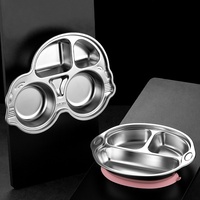Assiette Moderne Simple en Acier Inoxydable pour Enfants, Assiette à Grille pour Bébé, Motif Dessin Animé, Rentrée Scolaire, Durable, Compatible Lave-Vaisselle, Non Toxique