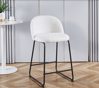 Ensemble de 2 tabourets de bar modernes en velours avec dossier en tissu et repose-pieds en métal - Structure en acier - Noir