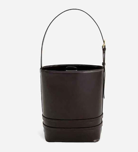 Sac à main de luxe personnalisé avec logo, sac bandoulière en cuir uni, sac seau tendance pour femme - Product Image 5