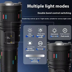 <b>Power</b> Bank Zoomable Aluminum Alloy Waterproof Fresnel Lenses Rechargeable USB Type-C White LED Tactical <b>Torch</b> Flashlight 500m - Product Image 2