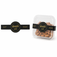 Étiquette adhésive personnalisée en rouleau, scellée, noire avec feuille d'or, autocollante pour emballage de boîtes en plastique de noix, de snacks et de produits alimentaires