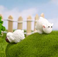 Statuette artistique DIY animaux de dessin animé peinte à la main, mouton blanc, mini artisanat en résine, ornement de jardin et de bureau, décoration intérieure - Vente chaude